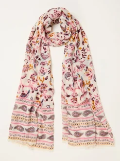 Fat Face FatFace Ivory Paisley Floral Printed Lightweight Scarf Best