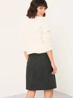 Fat Face FatFace Jess Charcoal Grey Tweed Mini Skirt New