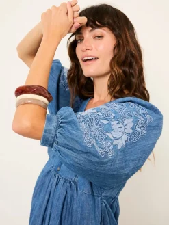 Fat Face FatFace Jess Indigo Blue Denim Midi Dress Best