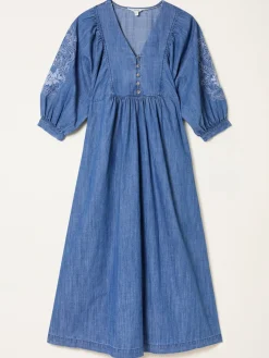 Fat Face FatFace Jess Indigo Blue Denim Midi Dress Best