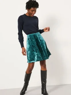 Fat Face FatFace Jess Skirt Teal Blue Velvet New