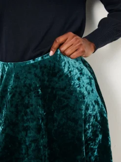 Fat Face FatFace Jess Skirt Teal Blue Velvet New