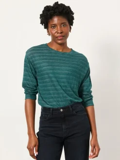 Fat Face FatFace Jodie Long Sleeve Sparkle Top Teal Blue Outlet