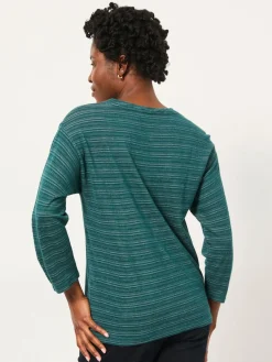 Fat Face FatFace Jodie Long Sleeve Sparkle Top Teal Blue Outlet