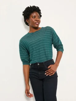 Fat Face FatFace Jodie Long Sleeve Sparkle Top Teal Blue Outlet