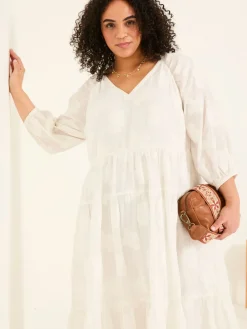 Fat Face FatFace Kelly White Jacquard Maxi Dress Discount