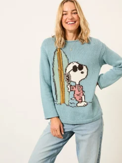 Fat Face FatFace Light Blue Snoopy Knitted Jumper Discount