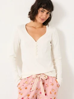 Fat Face FatFace Lila Pointelle Henley Top Ivory Best