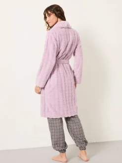 Fat Face FatFace Cosy Textured Dressing Gown Lilac Purple New