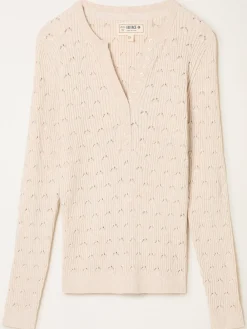 Fat Face FatFace Lois Knitted Button Front Henley Natural