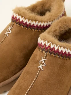 Fat Face FatFace Lyra Mule Slipper Tan Brown Hot