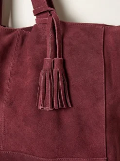 Fat Face FatFace Margot Burgundy Red Suede Tote Bag Hot