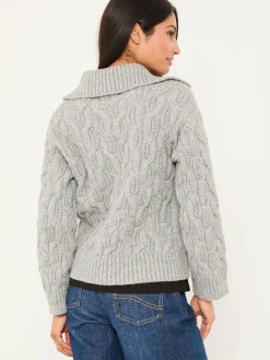 Fat Face FatFace Mari Collared Knitted Cardigan Light Grey Clearance