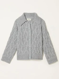 Fat Face FatFace Mari Collared Knitted Cardigan Light Grey Clearance