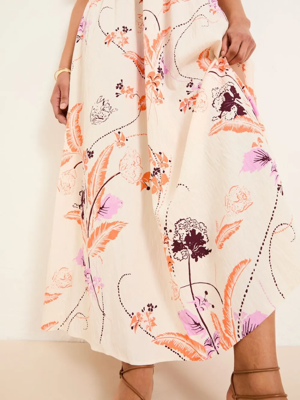 Fat Face FatFace Marlowe Gathered Sleeve Printed Maxi Dress Ivory