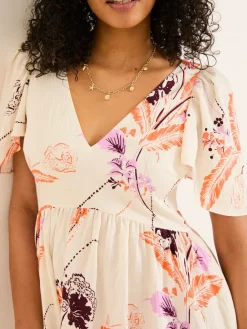 Fat Face FatFace Marlowe Gathered Sleeve Printed Maxi Dress Ivory