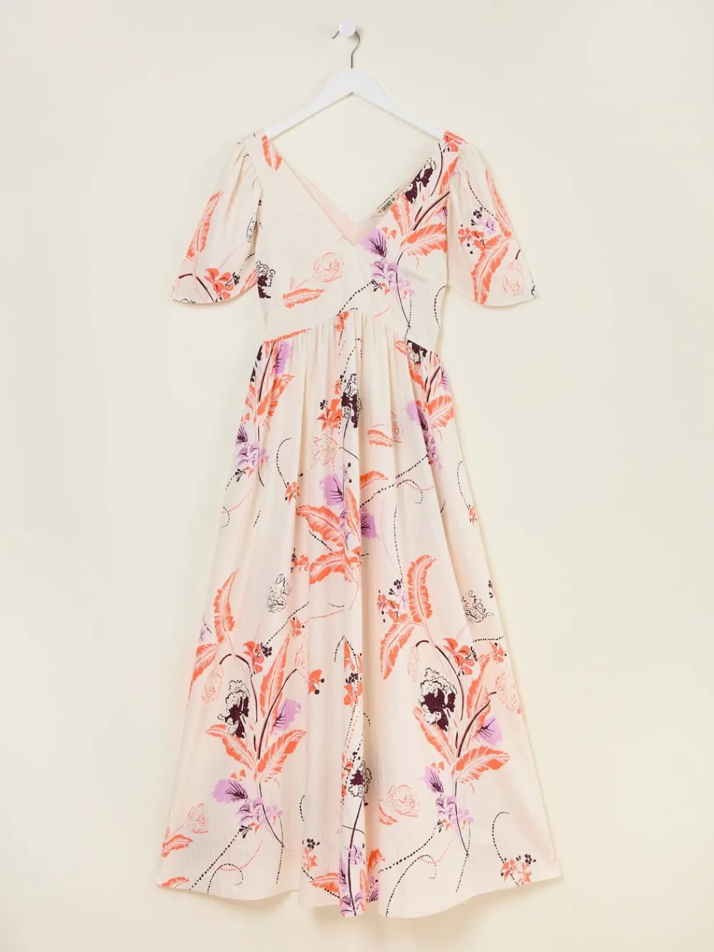 Fat Face FatFace Marlowe Gathered Sleeve Printed Maxi Dress Ivory