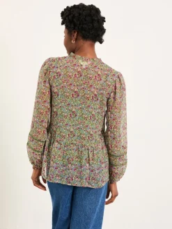 Fat Face FatFace Mel Green Ditsy Garden Blouse Best