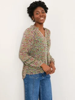 Fat Face FatFace Mel Green Ditsy Garden Blouse Best