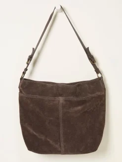 Fat Face FatFace Molly Chocolate Brown Suede Shoulder Bag Outlet