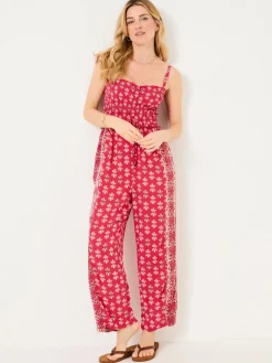 Fat Face FatFace Natalie Jumpsuit Dark Pink Earth Geo