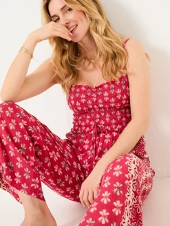 Fat Face FatFace Natalie Jumpsuit Dark Pink Earth Geo