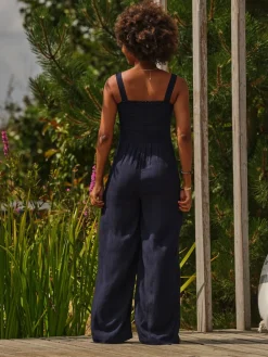 Fat Face FatFace Navy Beachwear Shirred Jumpsuit Sale