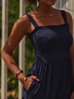 Fat Face FatFace Navy Beachwear Shirred Jumpsuit Sale