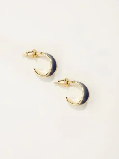 Fat Face FatFace Navy Blue Enamel Huggie Earrings Outlet