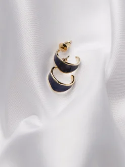 Fat Face FatFace Navy Blue Enamel Huggie Earrings Outlet