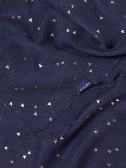 Fat Face FatFace Navy Triangle Foil Print Scarf New