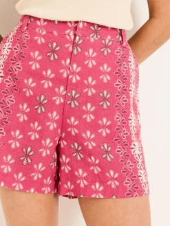 Fat Face FatFace Nell Dark Pink Earth Geo Linen Blend Shorts Discount