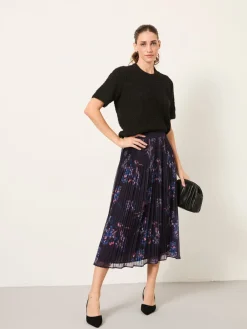 Fat Face FatFace Paignton Dark Purple Heritage Floral Maxi Skirt Clearance