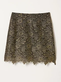 Fat Face FatFace Paloma Gold Lace Skirt New