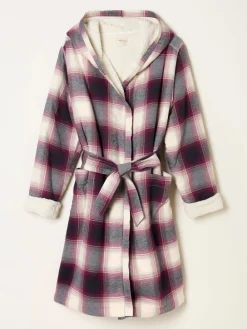 Fat Face FatFace Purple Check Dressing Gown Discount
