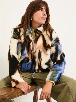 Fat Face FatFace Raya Natural Printed Half Neck Fleece Clearance