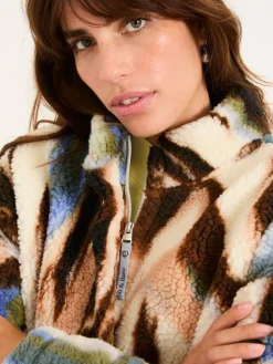 Fat Face FatFace Raya Natural Printed Half Neck Fleece Clearance