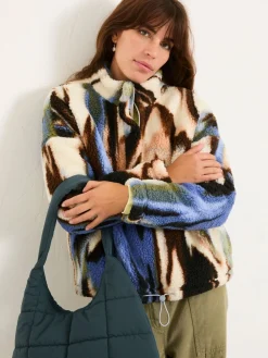 Fat Face FatFace Raya Natural Printed Half Neck Fleece Clearance