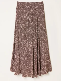 Fat Face FatFace Sadie Midi Skirt Brown Ditsy New