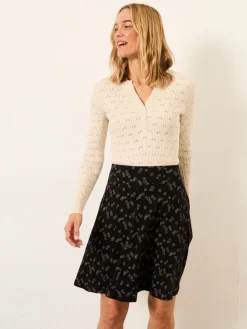 Fat Face FatFace Selena Jersey Skirt Black Oriental Tonal Hot