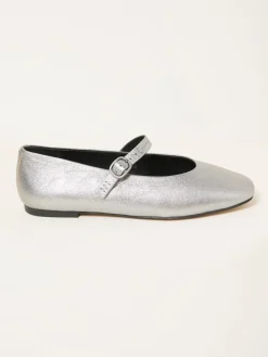 Fat Face FatFace Leather Mary Jane Pump Silver New