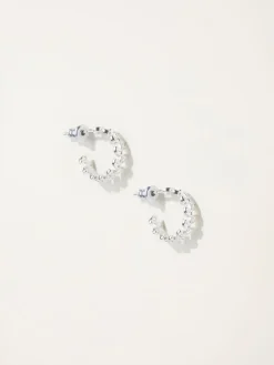 Fat Face FatFace Silver Tone Leaf Huggie Earrings New