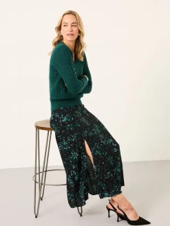 Fat Face FatFace Skye Black Winter Meadow Midi Skirt Hot