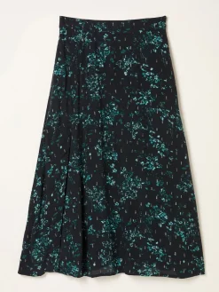 Fat Face FatFace Skye Black Winter Meadow Midi Skirt Hot