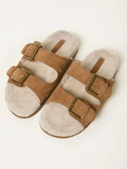 Fat Face FatFace Tan Brown Cosy Borg Lined Leather Footbed Clearance