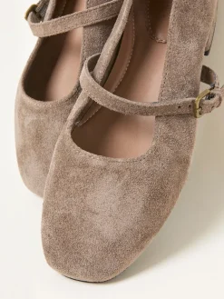 Fat Face FatFace Suede Mary Jane Flat Taupe