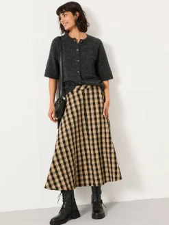 Fat Face FatFace Tilda Black Check Midi Skirt Best