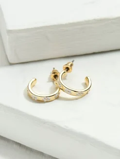 Fat Face FatFace Enamel Daisy Stud Earrings White