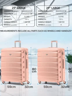 CABIN PRO Flight Knight Large Pink Check In Hold Luggage Hardcase Travel Suitcases Set Of 2 Online