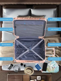 CABIN PRO Flight Knight Large Pink Check In Hold Luggage Hardcase Travel Suitcases Set Of 2 Online